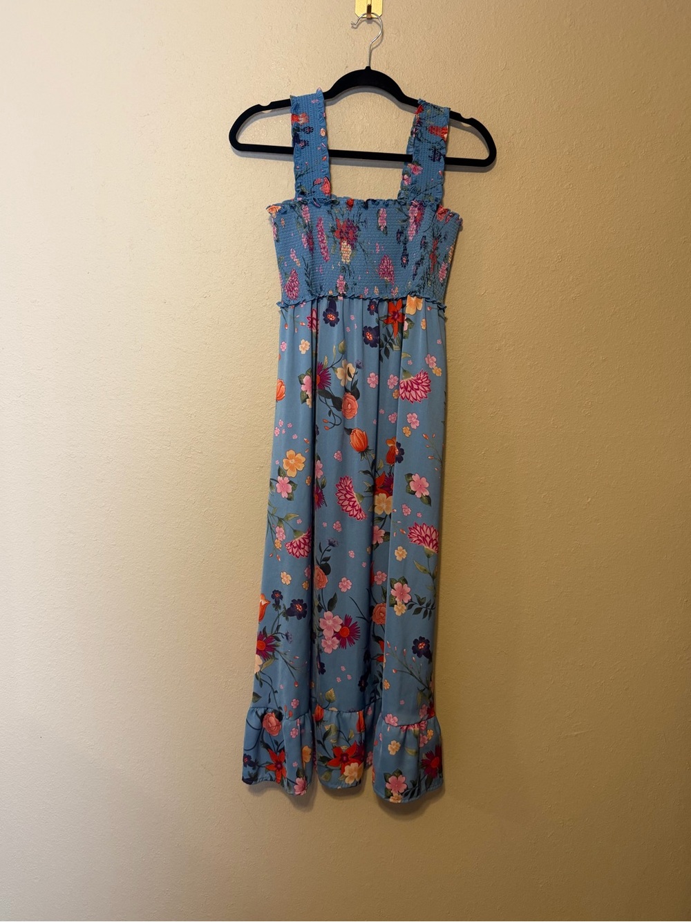 Room Service Floral Smocked Maxi Nightgown Cottage core Size Medium